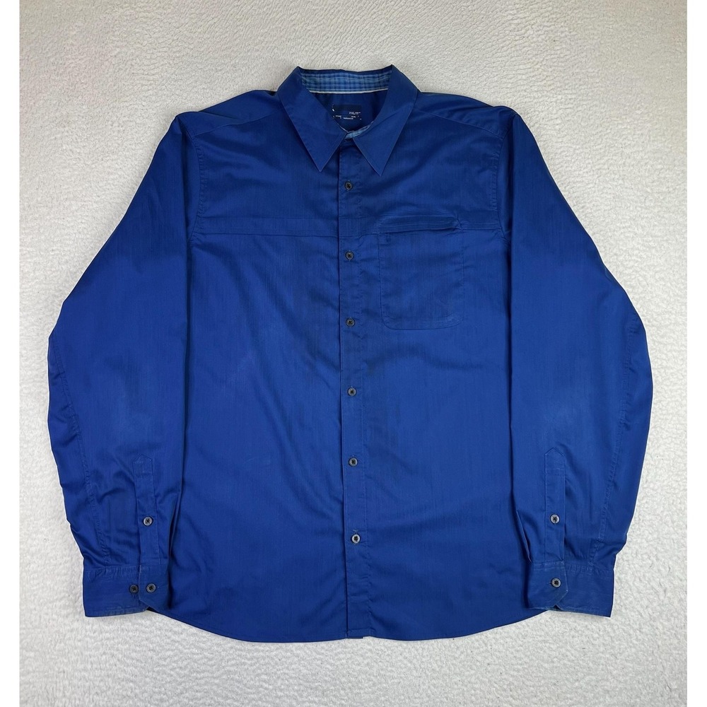 Marmot Shirt Men's 2XL Blue Long Sleeve Button Up Lightweight Hiking Outdoor